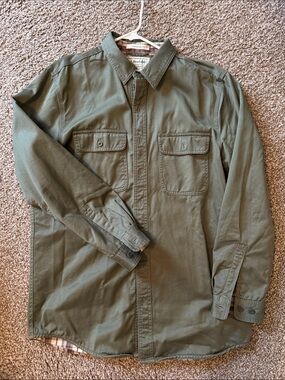 Olive Military-Style Button Shirt